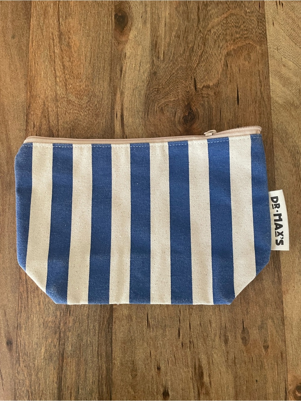 Dr. Max's Blue and White Striped Canvas Pouch 100% Organic Cotton